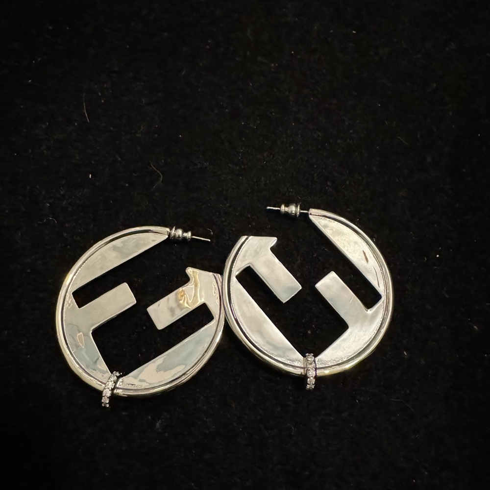 Fendi Silver Hoop FF Earrings